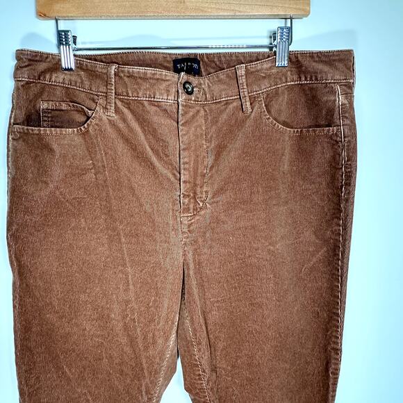 Talbots Sz 14P Brown Fine Wale Corduroy Cords Pants Stretch Classic Autumn Fall - Picture 3 of 6